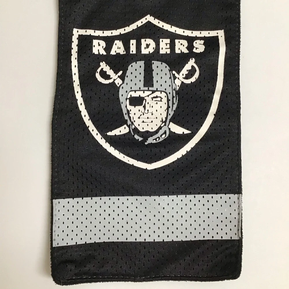 NFL Raiders Football Neck Scarf Muffler Black Fleece Zip Pocket Licensed Vintage